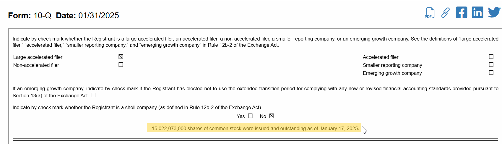 Form 10-K briefing about SEC Filing Data
