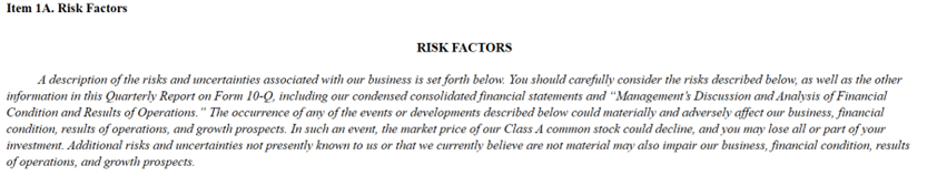 Risk Factors of the 10-Q